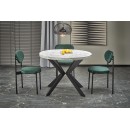 Стол обеденный HALMAR PERONI белый мрамор/черный 100-250/100